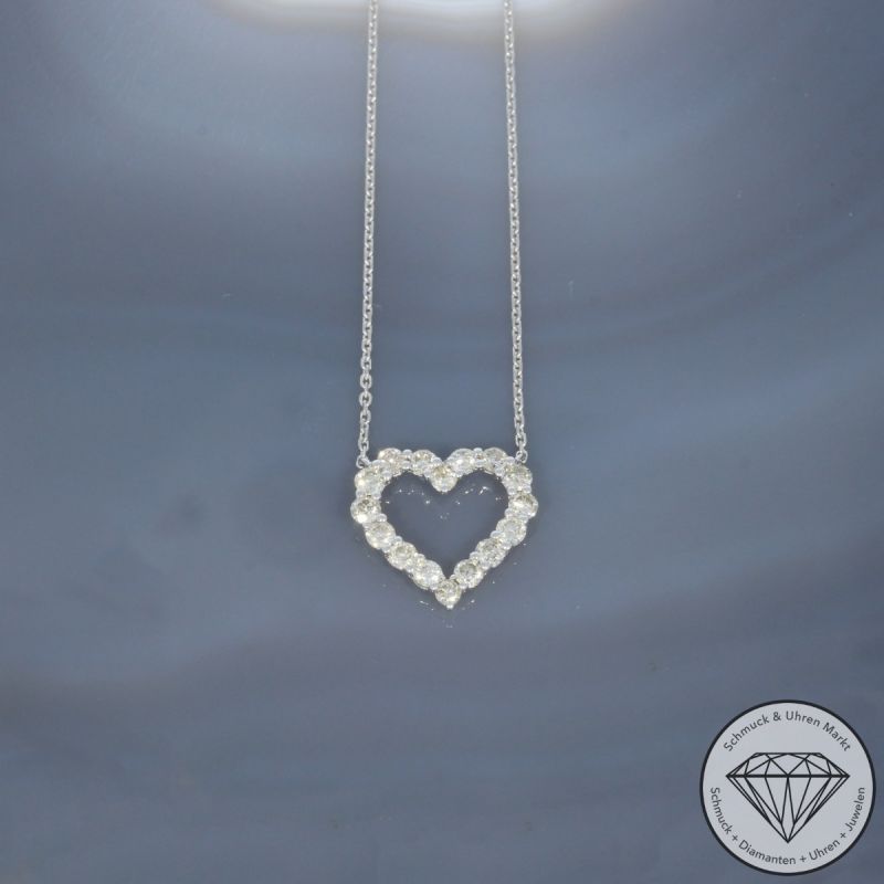 Wert 1850 € Brillant Herz Collier (0,52 carat) in 750er 18 K Weißgold - H1766