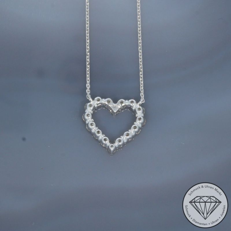 Wert 1850 € Brillant Herz Collier (0,52 carat) in 750er 18 K Weißgold - H1766