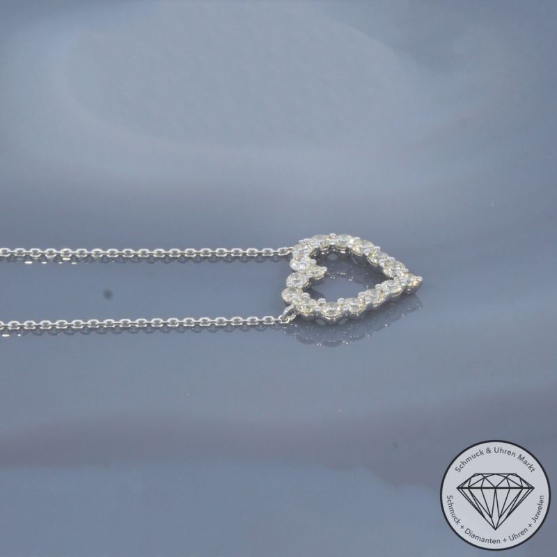 Wert 1850 € Brillant Herz Collier (0,52 carat) in 750er 18 K Weißgold - H1766