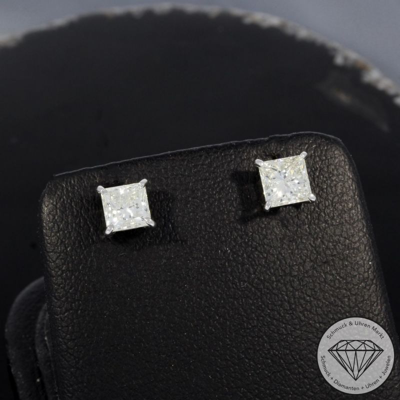 Wert 4890 € Diamant Ohrstecker (1,00 carat) in 750er 18 K Weißgold - H1816
