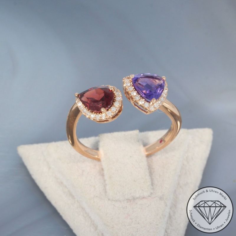 Wert 1790 € Diamant Farbedelstein Ring in 750er 18 K Roségold - 99752