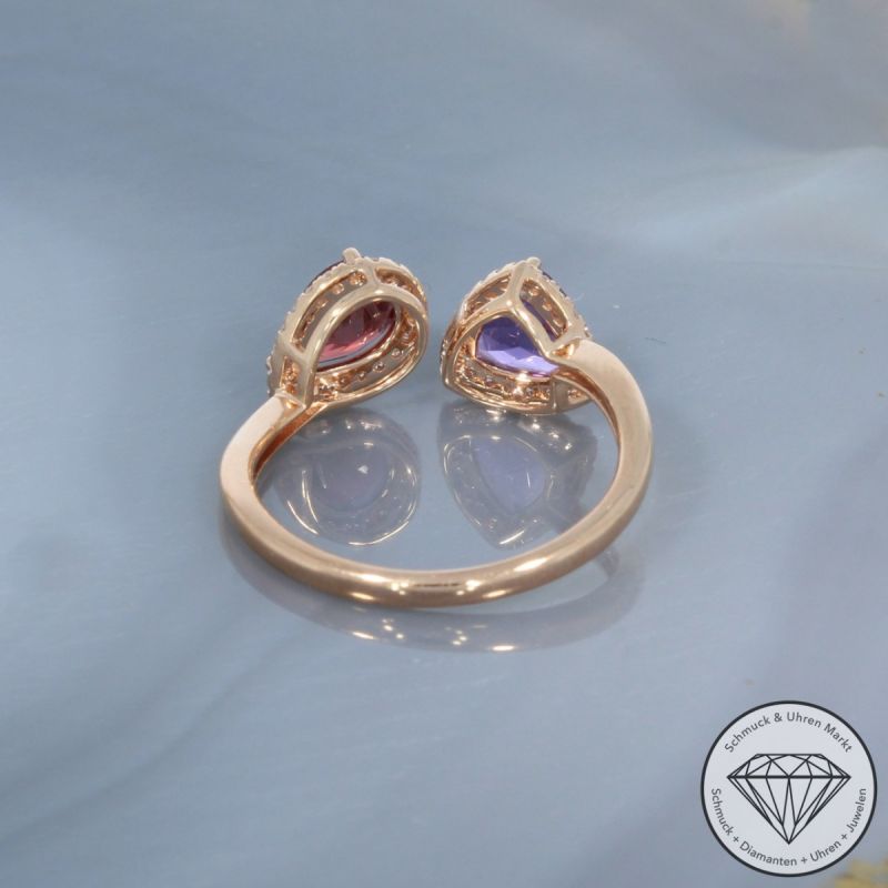 Wert 1790 € Diamant Farbedelstein Ring in 750er 18 K Roségold - 99752