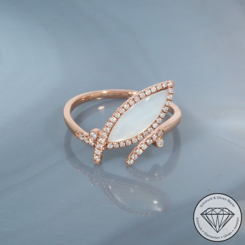 Wert 1750 € Brillant Perlmutt Ring in 750er 18 K Roségold - 99756