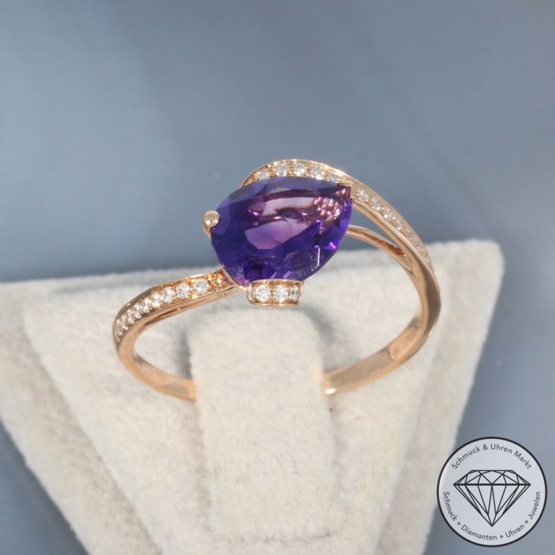 Wert 1250 € Brillant Amethyst Ring in 750er 18 K Roségold - 99760
