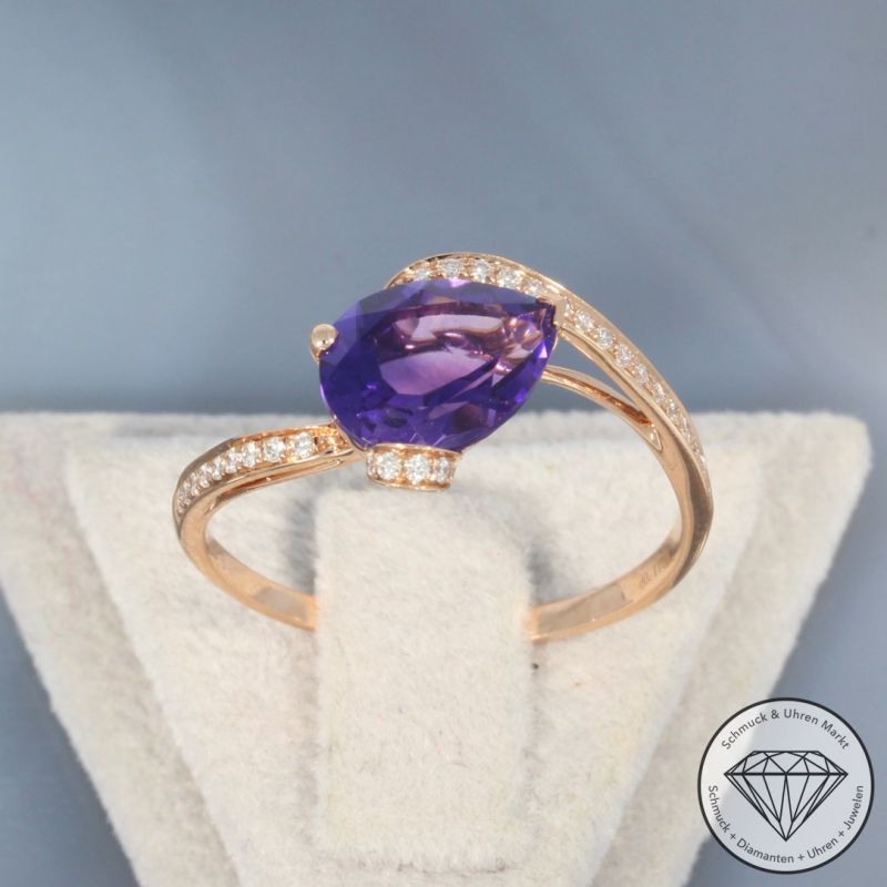 Wert 1250 € Brillant Amethyst Ring in 750er 18 K Roségold - 99760