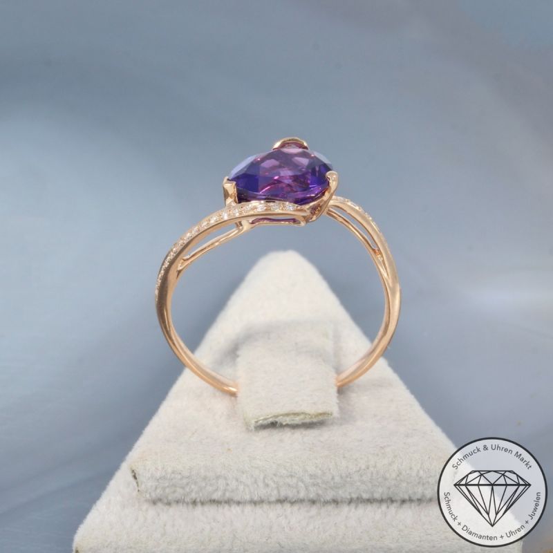 Wert 1250 € Brillant Amethyst Ring in 750er 18 K Roségold - 99760
