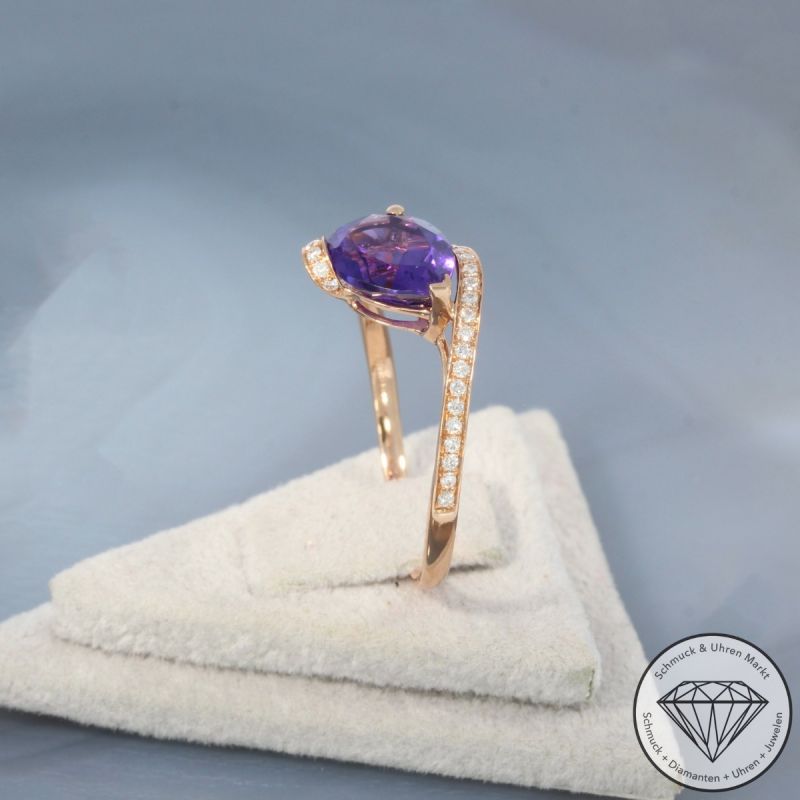 Wert 1250 € Brillant Amethyst Ring in 750er 18 K Roségold - 99760