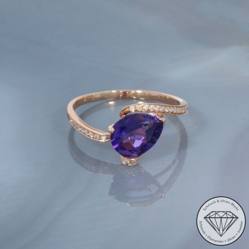Wert 1250 € Brillant Amethyst Ring in 750er 18 K Roségold - 99760
