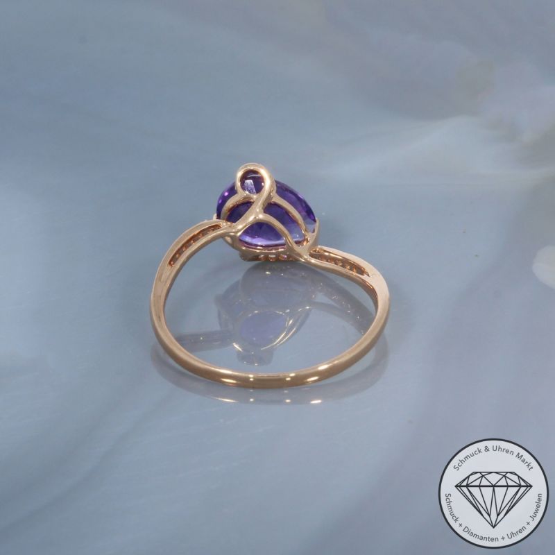Wert 1250 € Brillant Amethyst Ring in 750er 18 K Roségold - 99760