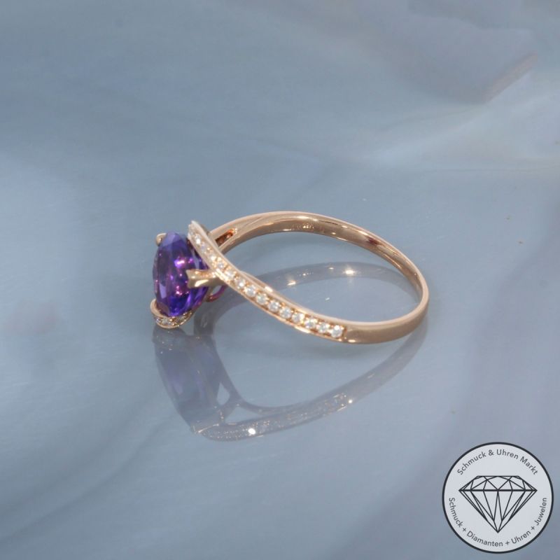 Wert 1250 € Brillant Amethyst Ring in 750er 18 K Roségold - 99760