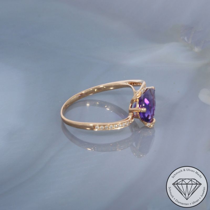 Wert 1250 € Brillant Amethyst Ring in 750er 18 K Roségold - 99760