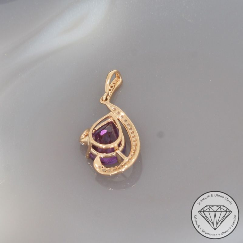 Wert 950 € Brillant Amethyst Anhänger in 750er 18 K Rosegold - 99762