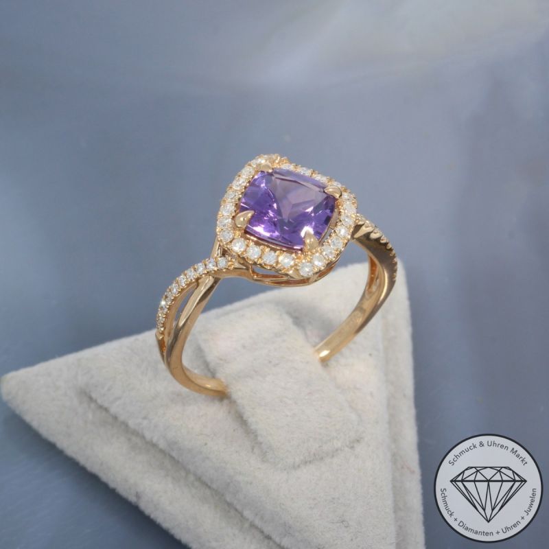 Wert 1950 € Diamant Amethyst Ring in 750er 18 K Roségold - 99763