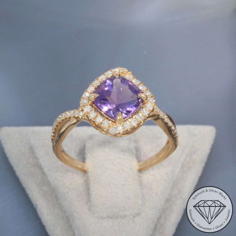 Wert 1950 € Diamant Amethyst Ring in 750er 18 K Roségold - 99763