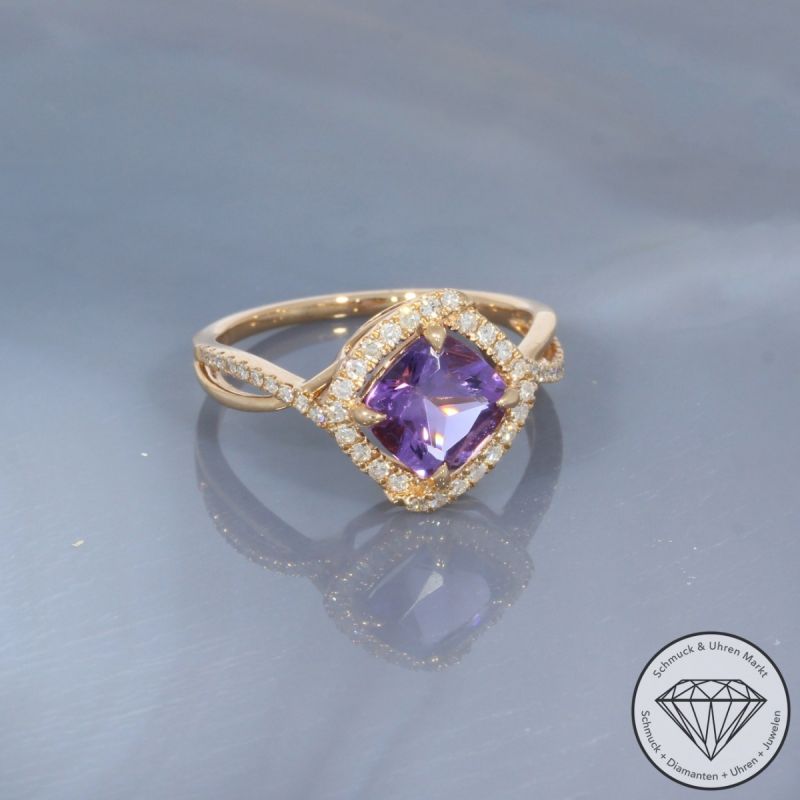 Wert 1950 € Diamant Amethyst Ring in 750er 18 K Roségold - 99763