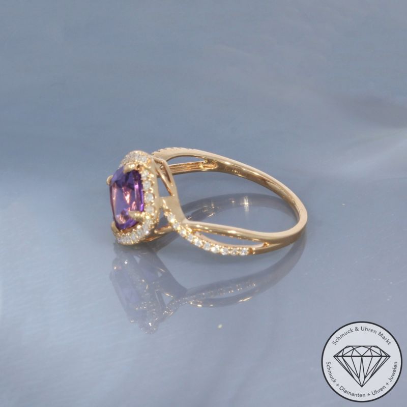 Wert 1950 € Diamant Amethyst Ring in 750er 18 K Roségold - 99763