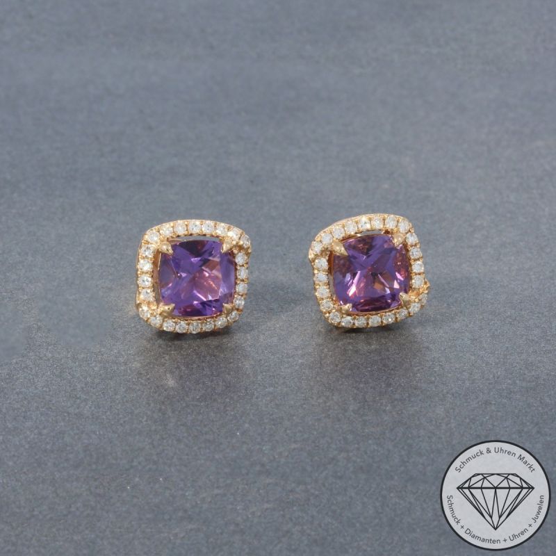 Wert 2490 € Diamant Amethyst Ohrringe in 750er 18 K Rosegold - 99764