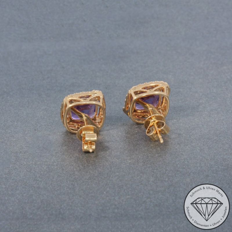Wert 2490 € Diamant Amethyst Ohrringe in 750er 18 K Rosegold - 99764