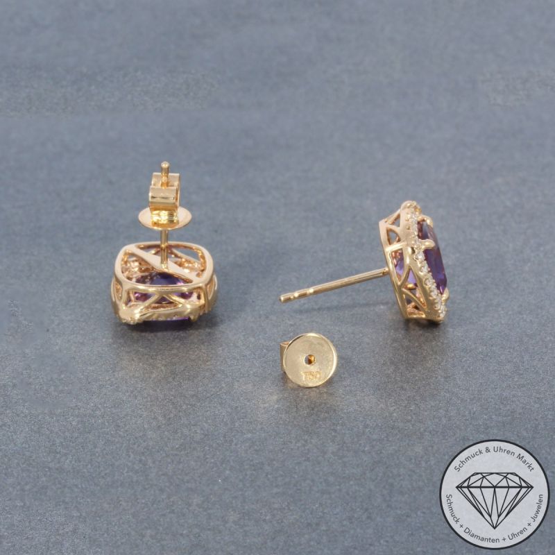 Wert 2490 € Diamant Amethyst Ohrringe in 750er 18 K Rosegold - 99764