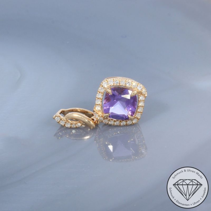 Wert 1390 € Diamant Amethyst Anhänger in 750er 18 K Rosegold - 99765