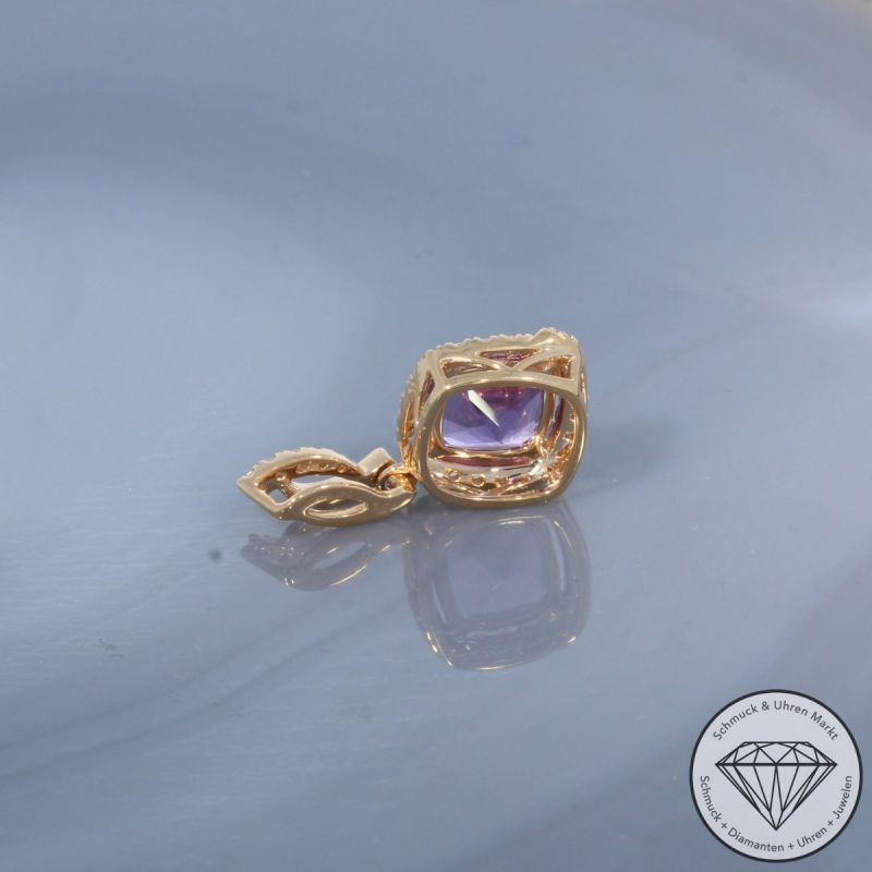 Wert 1390 € Diamant Amethyst Anhänger in 750er 18 K Rosegold - 99765