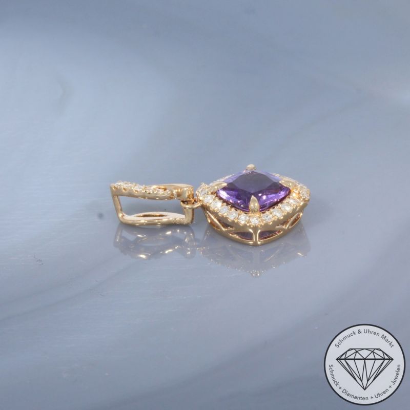Wert 1390 € Diamant Amethyst Anhänger in 750er 18 K Rosegold - 99765