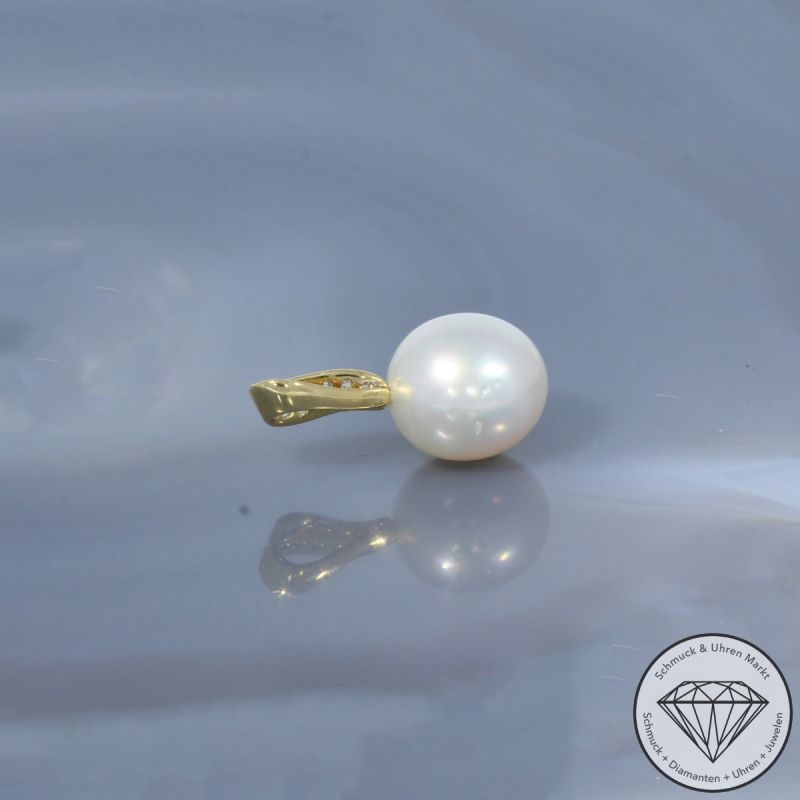 Wert 1190 € Brillant Perl Anhänger in 750er 18 K Gelbgold - 99773