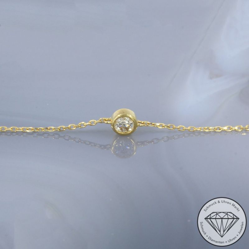 Wert 950 € Solitär Brillant Armband (0,16 carat) in 750er 18 K Gelbgold - 99799