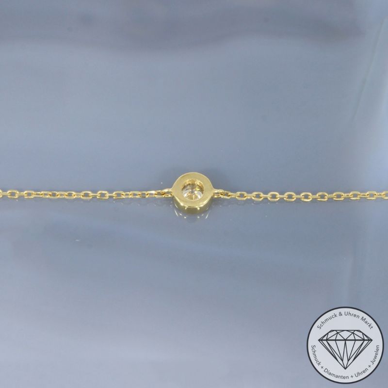 Wert 950 € Solitär Brillant Armband (0,16 carat) in 750er 18 K Gelbgold - 99799