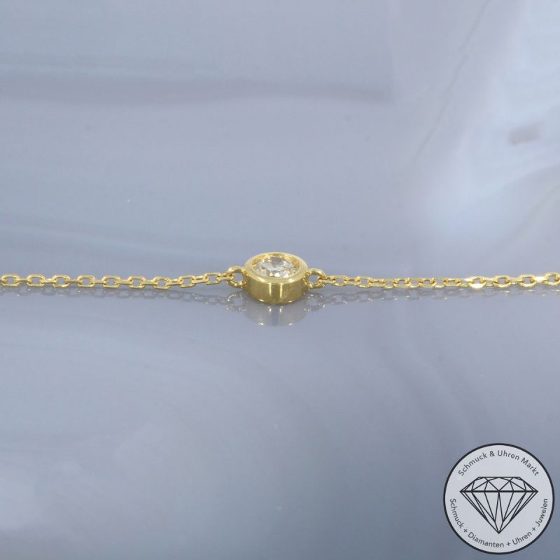 Wert 950 € Solitär Brillant Armband (0,16 carat) in 750er 18 K Gelbgold - 99799