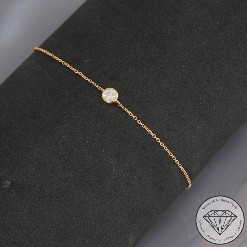 Wert 950 € Solitär Brillant Armband (0,16 carat) in 750er 18 K Rosegold - 99800