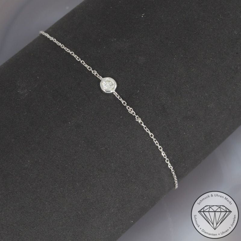Wert 950 € Solitär Brillant Armband (0,17 carat) in 750er 18 K Weißgold - 99801
