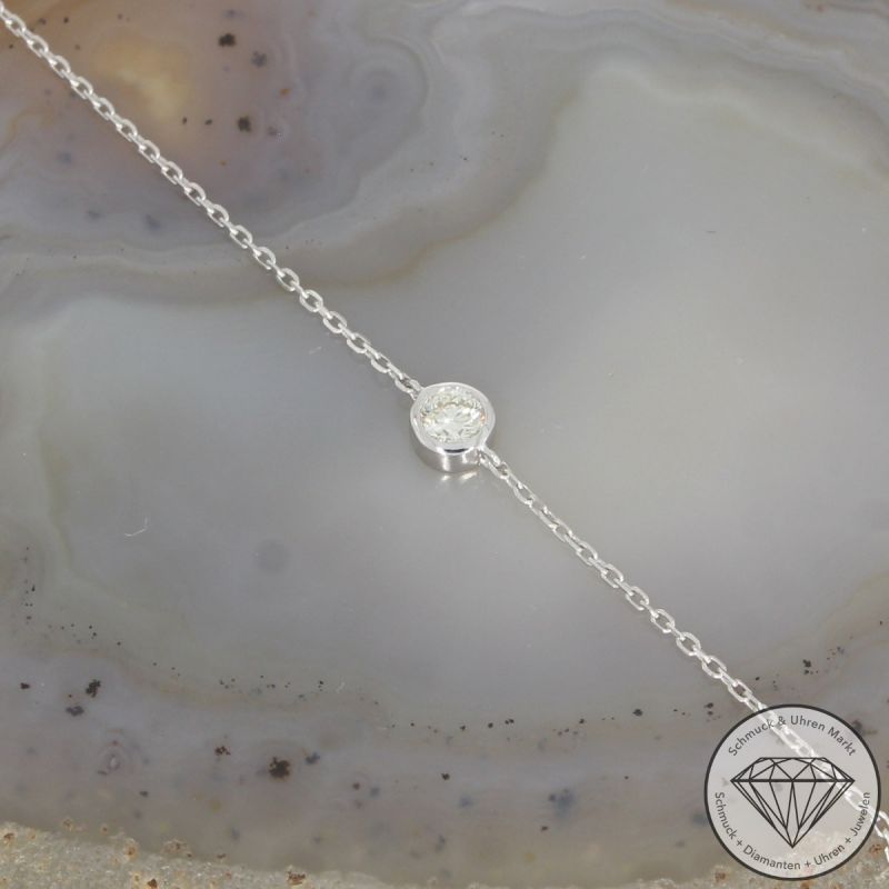 Wert 950 € Solitär Brillant Armband (0,17 carat) in 750er 18 K Weißgold - 99801