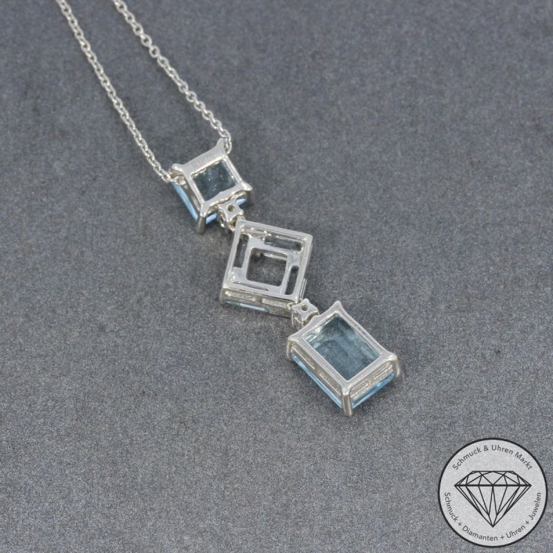 Wert 1090 € Brillant Topas Anhänger & Kette in 750er 18 K Weißgold - 99808