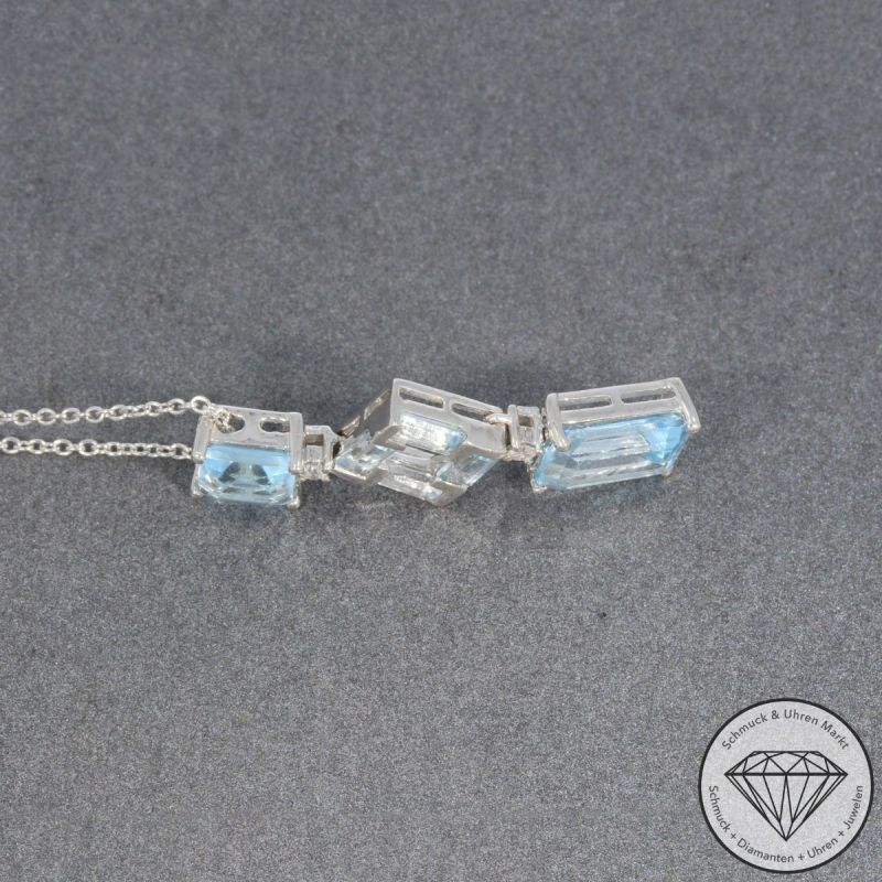 Wert 1090 € Brillant Topas Anhänger & Kette in 750er 18 K Weißgold - 99808