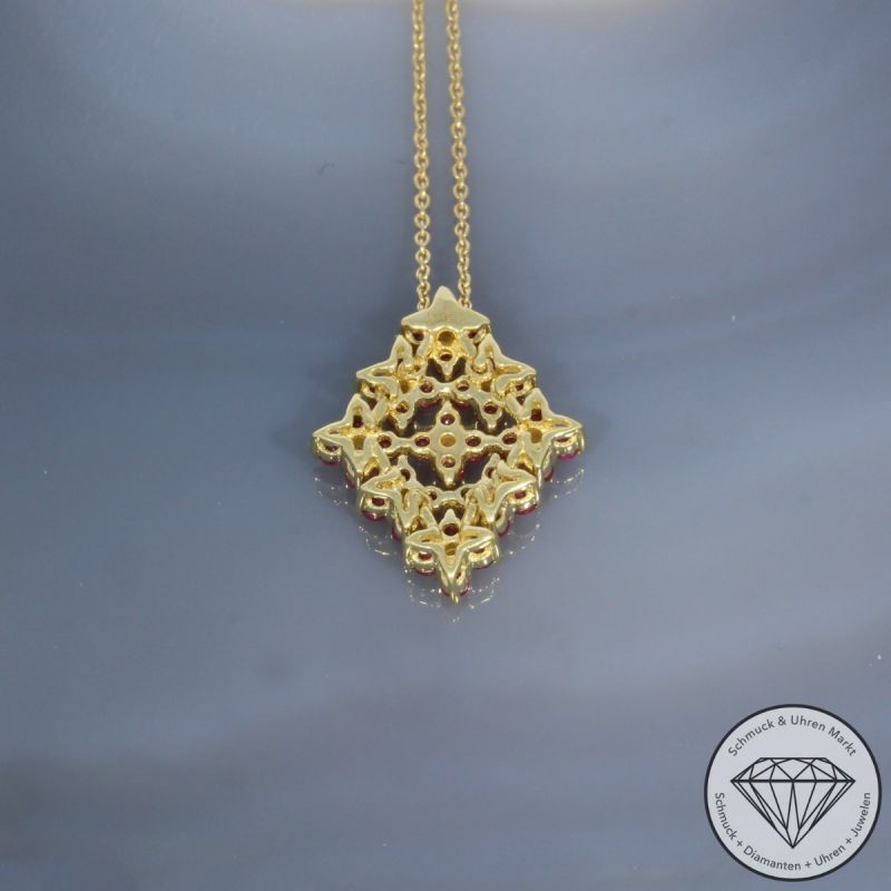 Wert 1650 € Brillant Rubin Collier in 750er 18 K Gelbgold - 99812