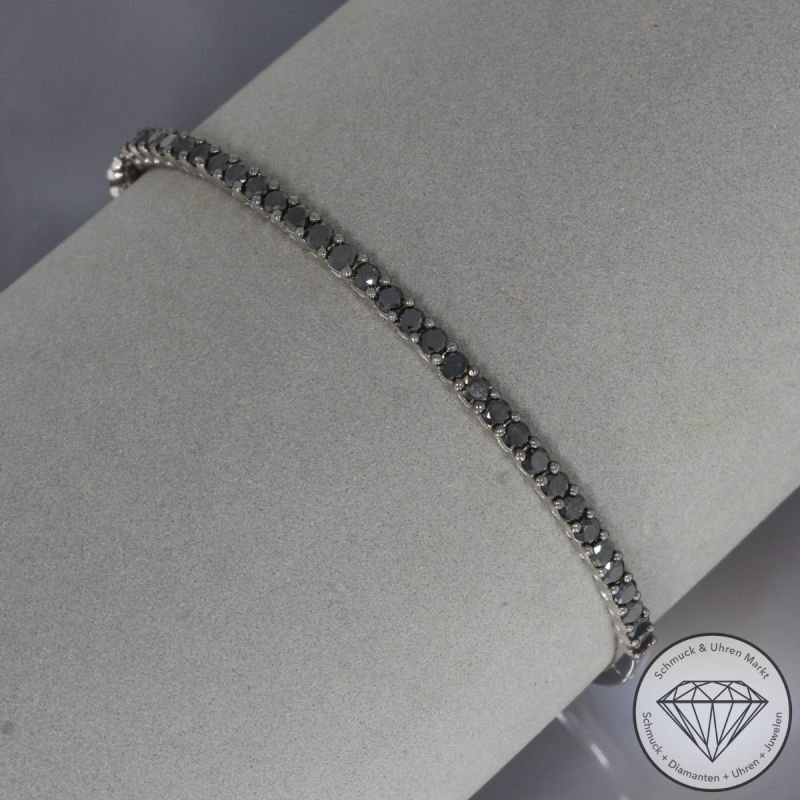 Wert 4850 € schwarzer Diamant Armreif in 750er 18 K Weißgold - 99830
