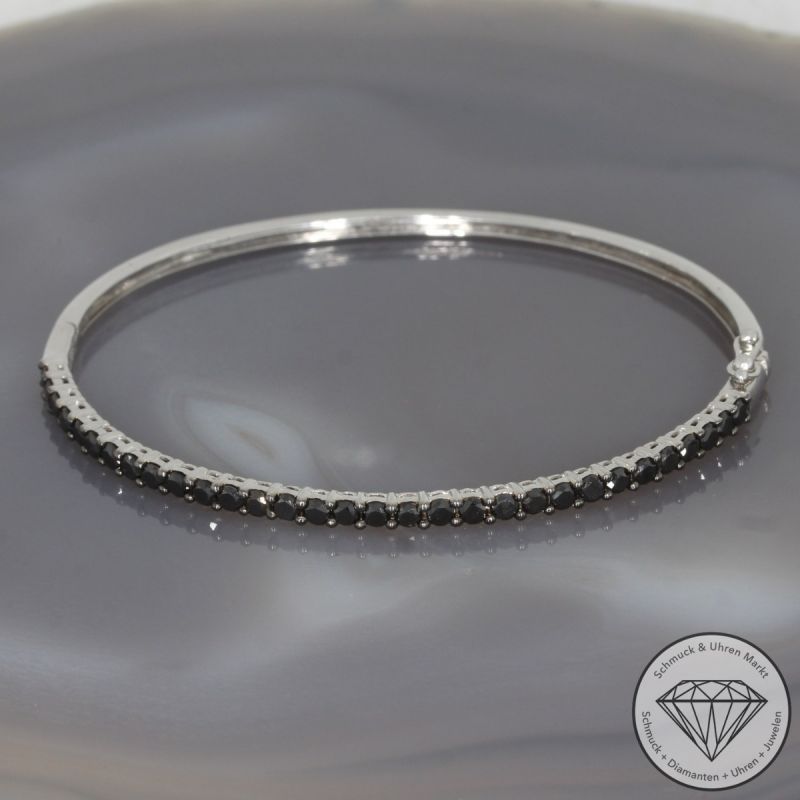 Wert 4850 € schwarzer Diamant Armreif in 750er 18 K Weißgold - 99830