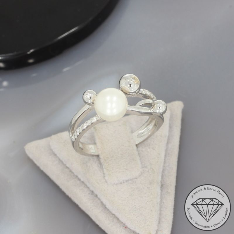 Wert 1950 € Brillant Perl Ring in 585er 14 K Weißgold - 99832