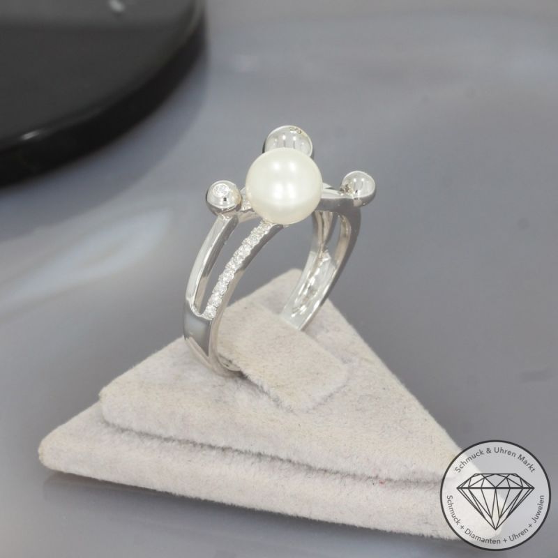 Wert 1950 € Brillant Perl Ring in 585er 14 K Weißgold - 99832