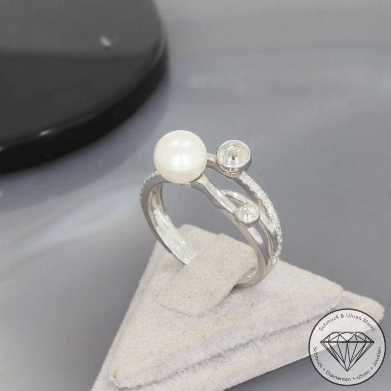 Wert 1950 € Brillant Perl Ring in 585er 14 K Weißgold - 99832