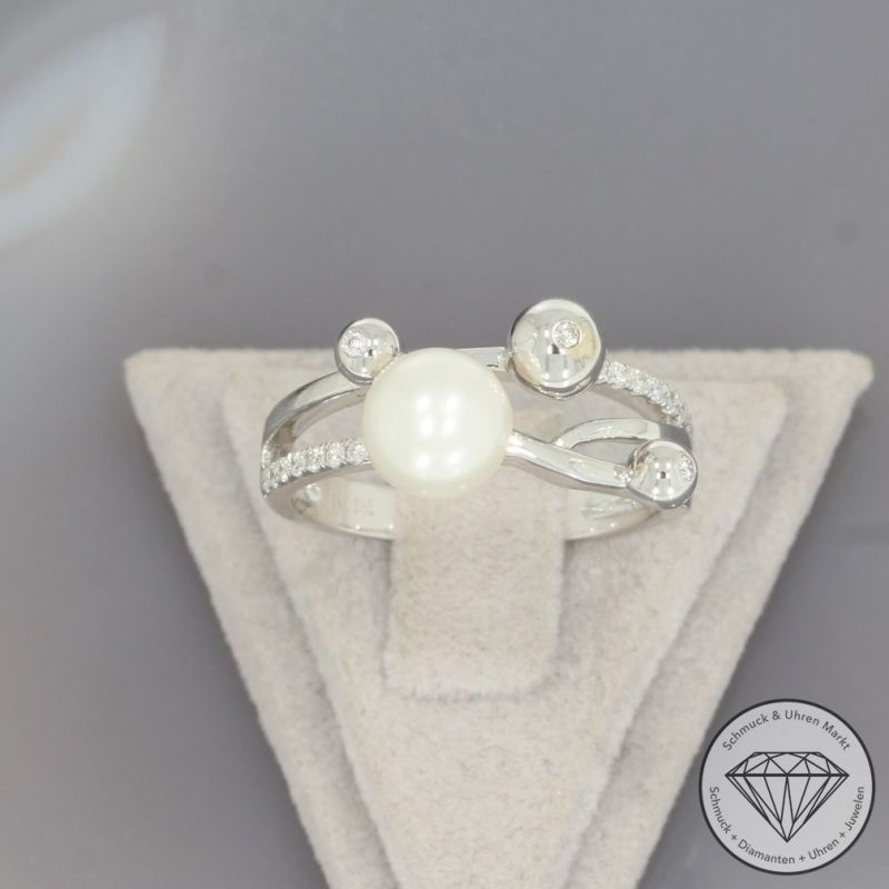 Wert 1950 € Brillant Perl Ring in 585er 14 K Weißgold - 99832