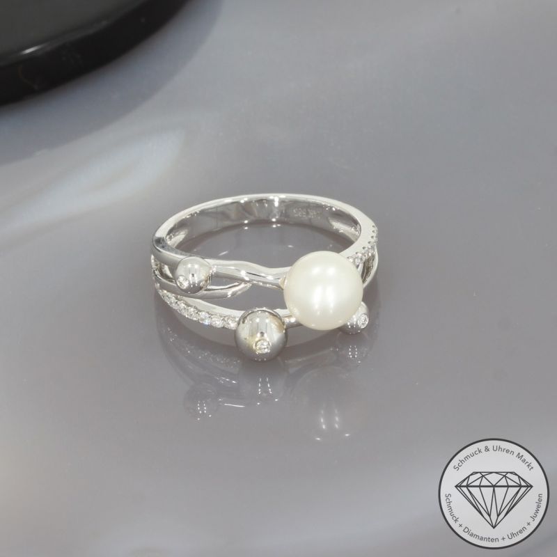 Wert 1950 € Brillant Perl Ring in 585er 14 K Weißgold - 99832