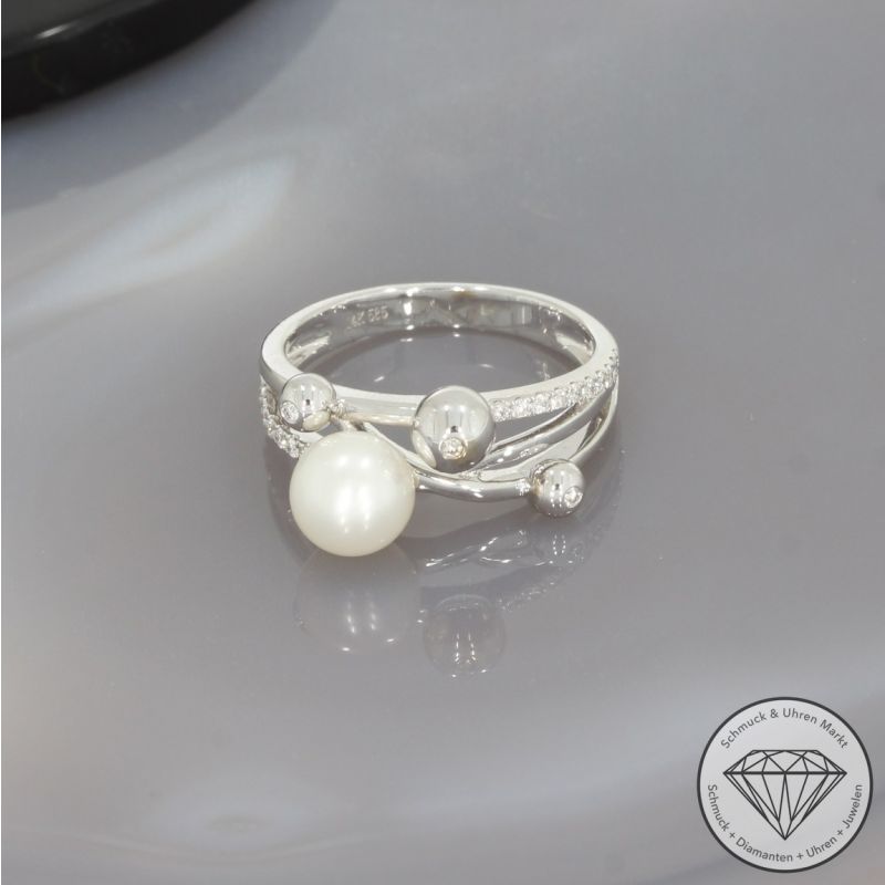 Wert 1950 € Brillant Perl Ring in 585er 14 K Weißgold - 99832