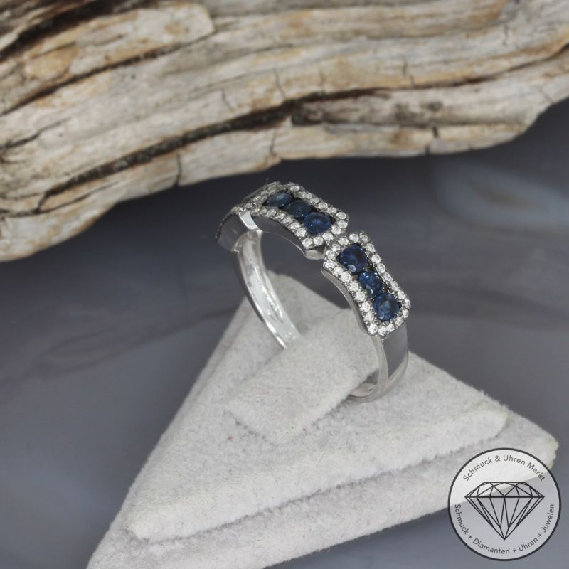 Wert 1650 € Brillant Saphir Ring in 585er 14 K Weißgold - 99835