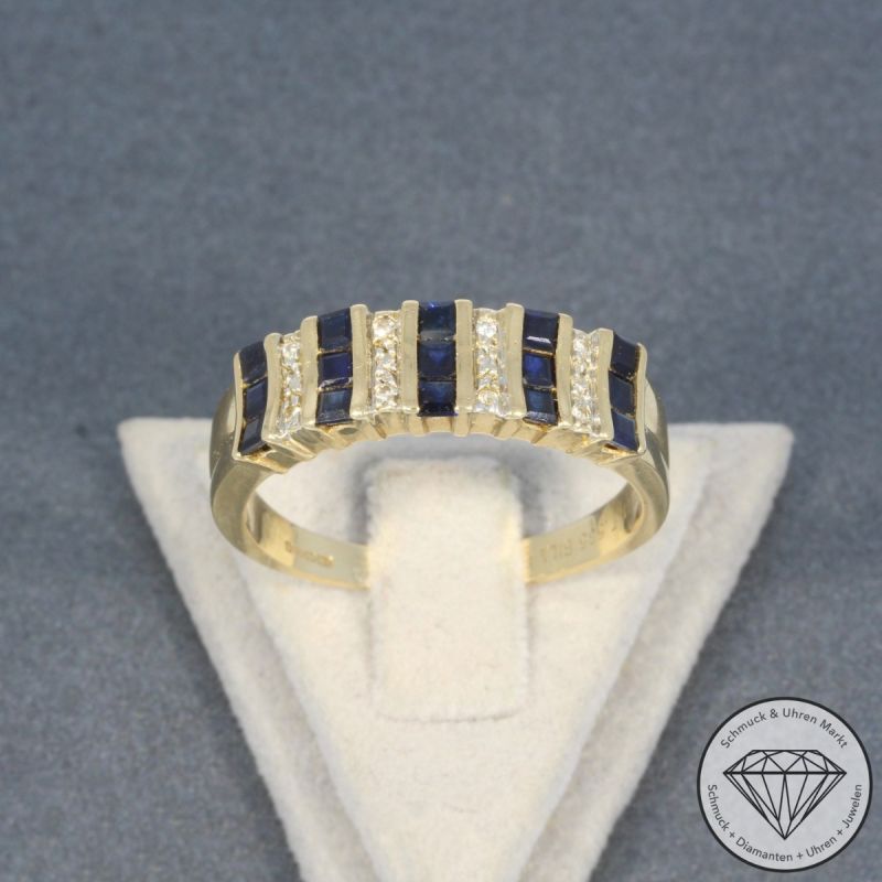 Wert 1720 € Diamant Saphir Ring in 585er 14 K Gelbgold - 99873