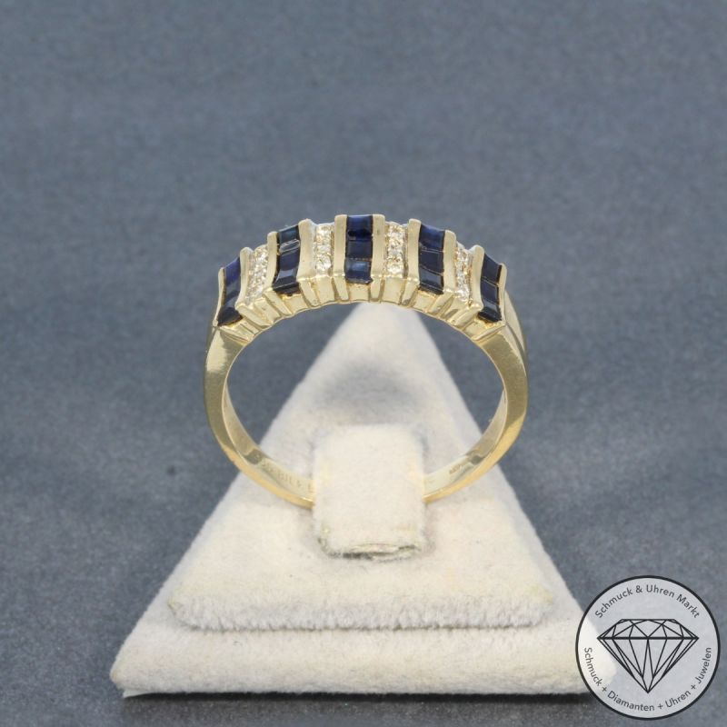 Wert 1720 € Diamant Saphir Ring in 585er 14 K Gelbgold - 99873