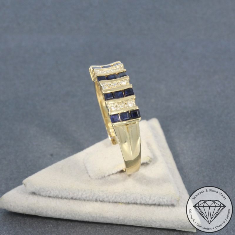 Wert 1720 € Diamant Saphir Ring in 585er 14 K Gelbgold - 99873
