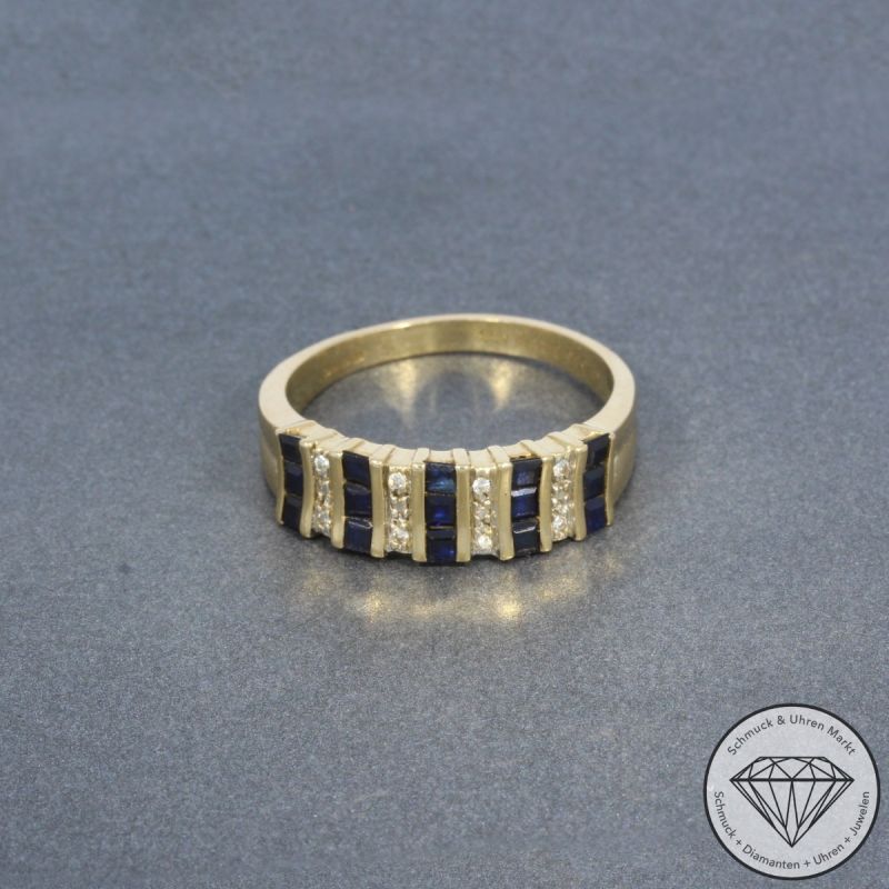 Wert 1720 € Diamant Saphir Ring in 585er 14 K Gelbgold - 99873