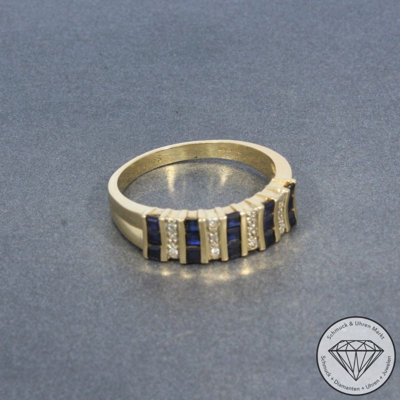 Wert 1720 € Diamant Saphir Ring in 585er 14 K Gelbgold - 99873